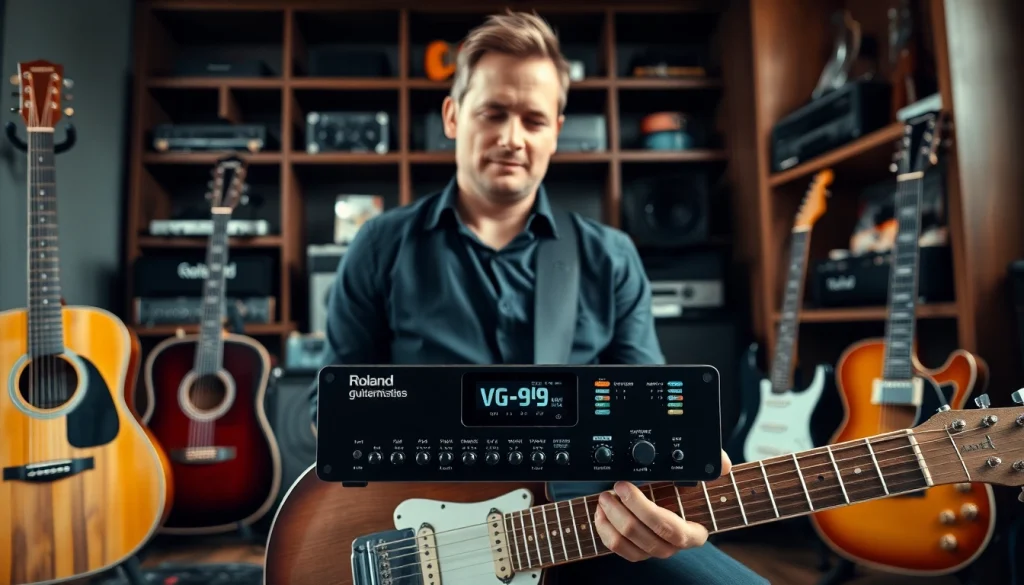 Catch an expert using https://vg99.zip/ processor for musical creativity in a vibrant studio.